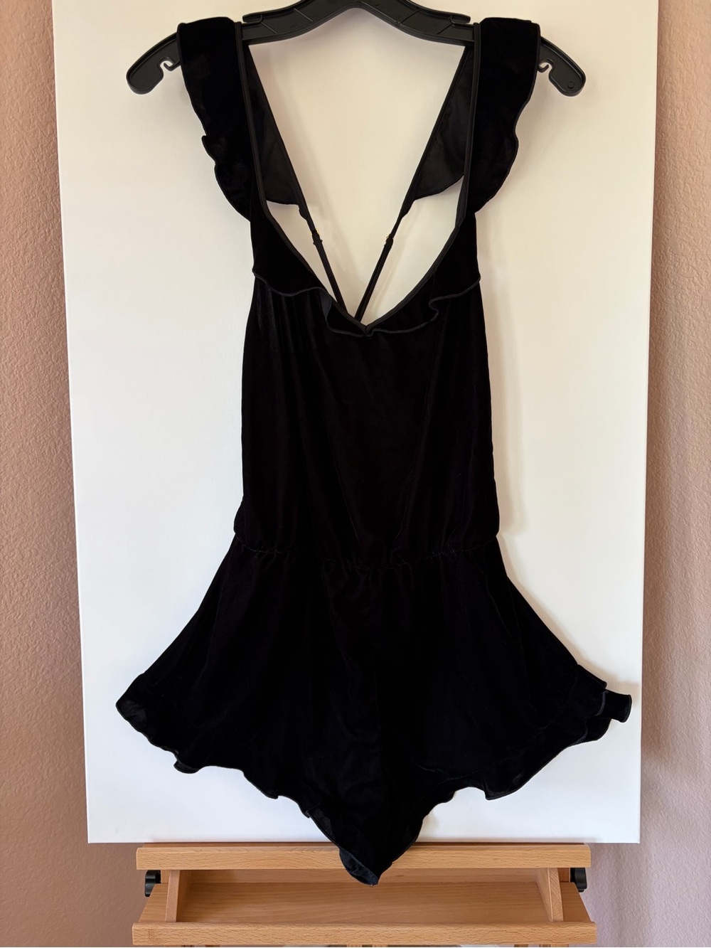 Victorias Secret Black Velour Lingerie Romper S